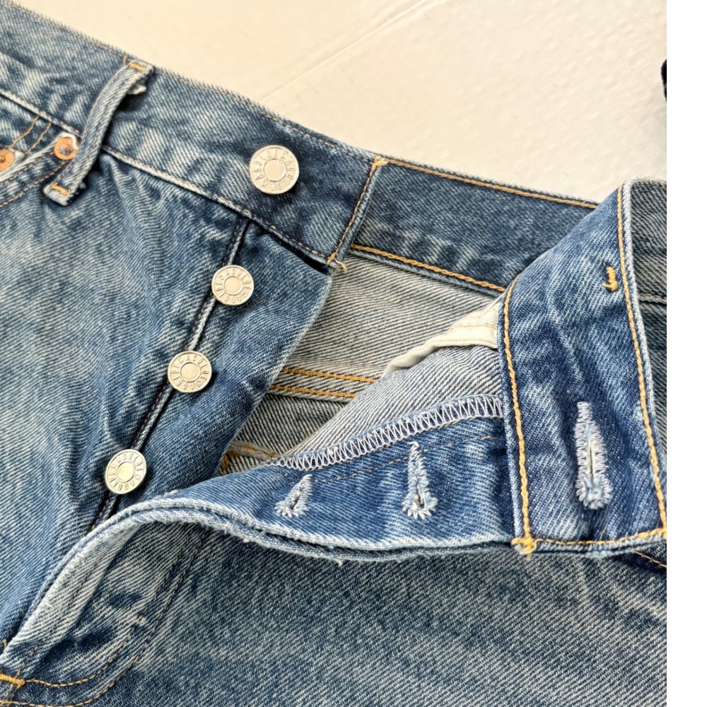 AGOLDE Parker Distressed Denim Jean Shorts Women 29 Blue High Rise Cut Off - Picture 5 of 11